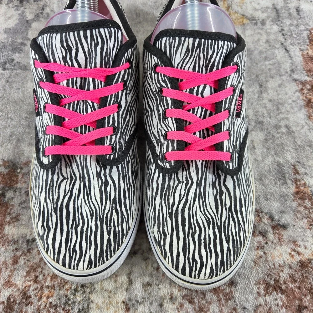 Vans Atwood Low Zebra Print Sneakers Womens 7.5 Black White Hot Pink Skate Shoes